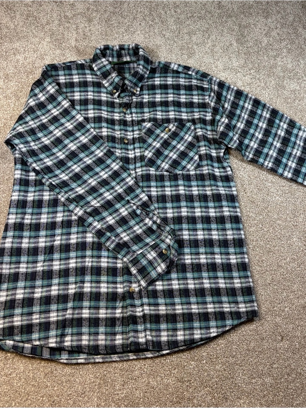 Men's Casual Plaid Button-Down Shirt - Black & Green